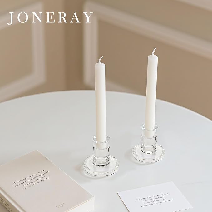 24PCS Taper Candle Holders Bulk,Clear Glass Candlestick Holders,Heat-Resistant Glass Candle Holder for Table Centerpieces, Wedding,Dinner Party and Home Decor