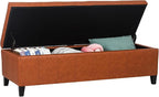 Joveco 51 Inch Storage Ottoman Bench,Tufted Leather Storage Bench for Bedroom (51”,Dark Orange)