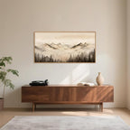 Nature Misty Forest Framed Canvas Wall Art Set, Foggy Landscape Wall Decor, Watercolor Pine Tree Wall Painting, Large Mountains Art Print for Living Room, Bedroom, Office - 20"X40"