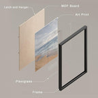 SIGNWIN Framed White Beach Grass Cloudy Ocean Sea Wave Horizon Wall Art, Set of 4 Landscape Colorful Wall Decor Prints, Nature Wilderness Wall Décor for Living Room, Bedroom - 11"x14" Black