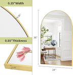 BEAUTYPEAK 24"x36" Arch Bathroom Mirror, Wall Mounted Vanity Metal Frame Mirror for Bedroom, Entryway, Living Room, Gold
