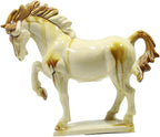 Ceramic Horse Sculpture -8 inch Hand Made -Tang Tri-Color Cultural Art Piece,Museum Collection Inspired Home and Office Decor (Ivory)