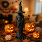 Cracker Barrel Witch Statue – Halloween Witch Statue,Hand-Painted Gothic Guardian for Home & Mantel, Retro Magician Resin Figurine, Dark Fantasy Collectible