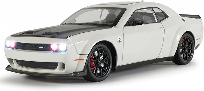 Car Toys for Boys 1/24 Diecast Cars Hellcat SRT Collectibles Model Kit,Pull Back Metal Toy Car with Lights and Sounds,Toy Cars for Boys Age 4-7（White）