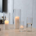 PHOSPHOR 16 PCS Glass Candle Holder, Hurricane Candle Hoder, Glass Pillar Candle Holder, Clear Cylinder Candleholder Cylinder Vase for Centerpieces Wedding Party Decoration