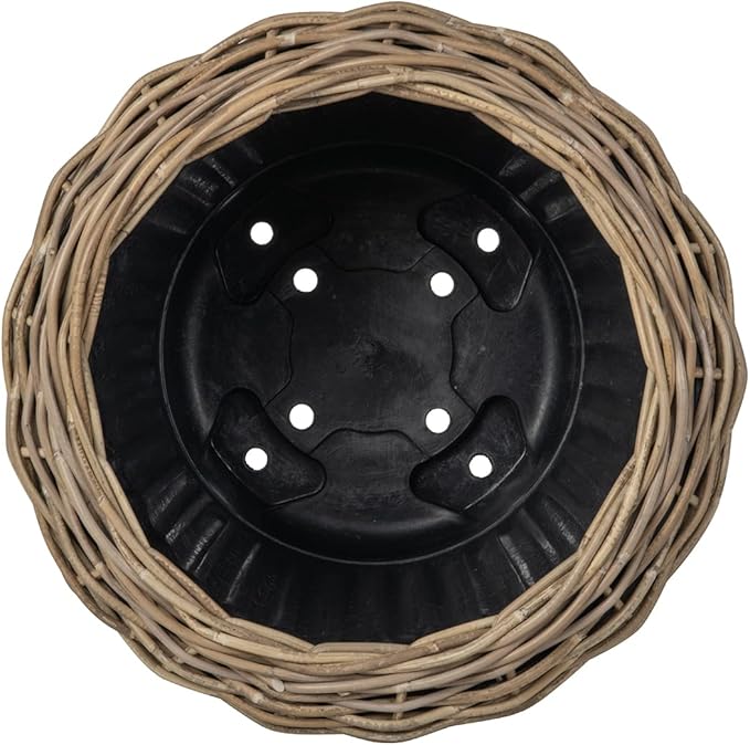 Rattan Kobo Indoor Outdoor Planter Basket with Plastic Pot Large 65 Gallon Soil Capacity