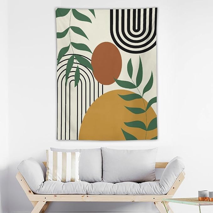 ICMOLYYENLO Boho Plant Aesthetic Tapestry, Abstract Medieval Arch Sun Home Aesthetic Wall Hanging For Bedroom Living Room Dormitory Tapestry 30x40 Inches