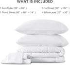 CozyLux White Comforter Queen Comforter Set - 7 Pieces Bed in a Bag Comforters Queen Size, Bedding Sets with All Season Quilted Comforter, Flat Sheet, Fitted Sheet, Pillowcases, White, Queen