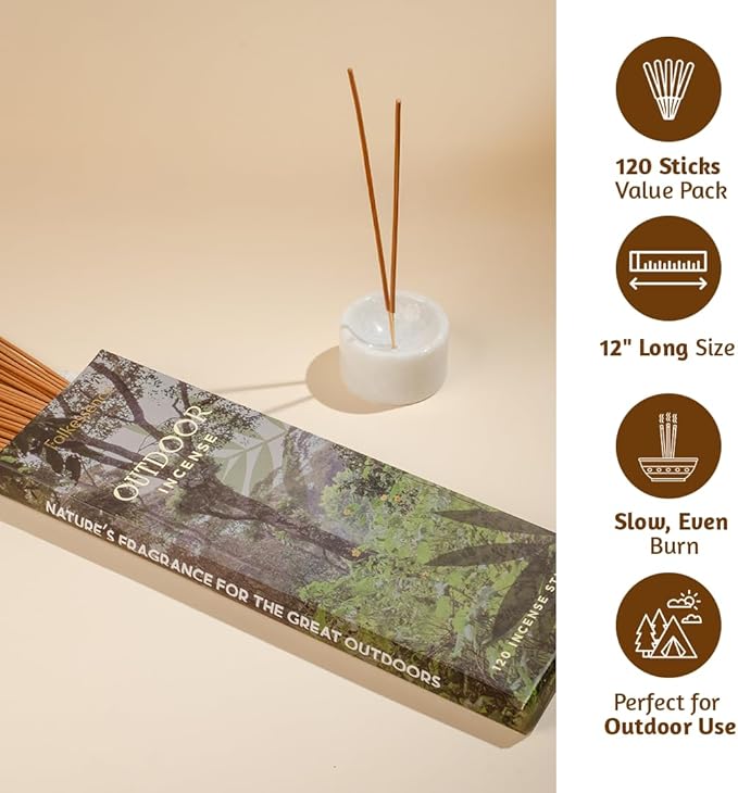 Folkulture Citronella Incense Sticks | Pack of 120 Long 12” Citronella & Lemongrass Incense Sticks | Slow Burn, Non Toxic, Organic |for Patios, Gardens, Camping, BBQs & Outdoor Gatherings