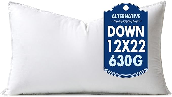 MIULEE 12x22 Down Alternative Pillow Insert Decorative Throw Pillow 12 x 22 Inch Body Bed Sleeping Ultra Soft Fluffy Form for Sofa Couch Bed
