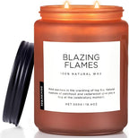 M&SENSE Blazing Flames Scented Candles with Log Fire - Patchouli & Cedarwood, Large Natural Soy 19.4oz 110 Hour Long Lasting Non Toxic Clean Burn Candle Gifts for Men Women