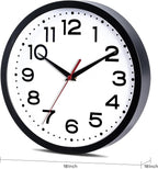 Wall Clock 18 Inch Silent Non-Ticking Modern Clock Battery Operated Classic Simple Minimalist Analog Decorative for Kitchen, Living Room,Office, Bedroom, Bathroom (Black)