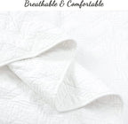 Cozy Line Home Fashions 100% Cotton Geometric Modern Zig Zag Stitch Solid White Quilt Bedding Set, Coverlet, Bedspread Lightweight for All Season (Chevron - White, Queen - 3 Piece)