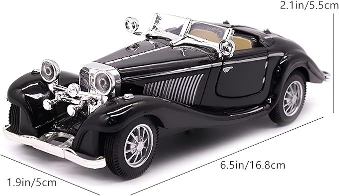 1:28 Scale Pullback Diecast Metal Antique Classic Model Cars Collectible Toy Gifts (Black,Length 6.5in/16.8cm)