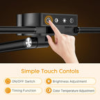 Syrinx LED Desk Lamp with Clamp, Double Head Desk Lamps for Home Office with Gesture Sensor Switch and Touch Control, 24W Eye-Caring Architect Desk Lamp with 25 Light Modes Adjustable Desk Light