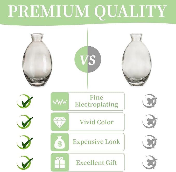 Glass Bud Vase for Centerpieces, 12Pcs/4Sets Glasseam Modern Gray Mini Small Vases for Flowers Bulk Flower Vase Set Aesthetic Cute Handmade Tiny Short Wedding Table Centerpiece Decor