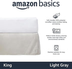 Amazon Basics Lightweight Pleated King Size Bed Skirt, Fade Resistant, Machine Washable, King, Light Grey, Solid