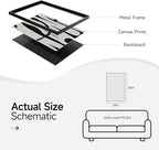 Framed Black and White Abstract Wall Art, Modern Large Canvas Paintings Artwork for Walls, Minimalist Abstract Lines Art Prints Pictures for Living Room Hallway Bedroom Office Bathroom Art Wall Decor 24x36 Inch