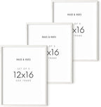 HAUS AND HUES Set of 3 12x16 White Frames - Picture Gallery Wall Frame Set, 12 by 16 Photo Set,12 x Wood (White Oak Frame)