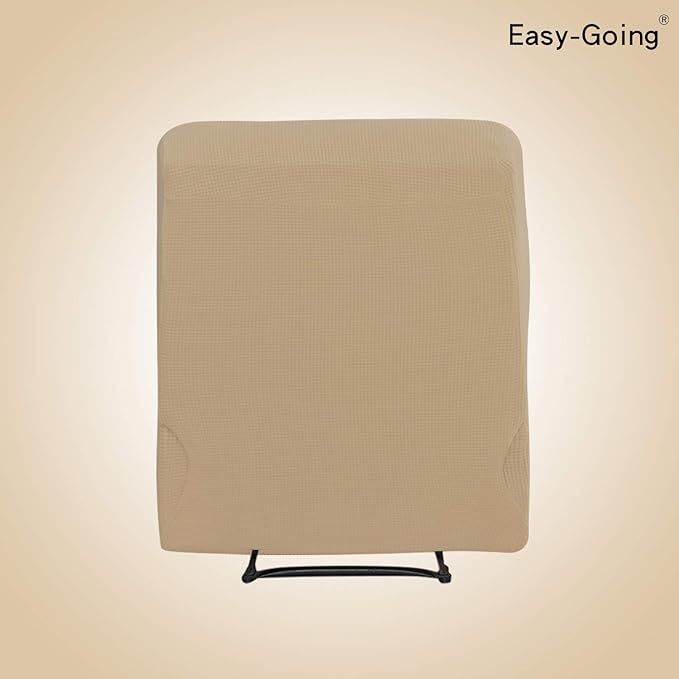 Easy-Going Recliner Stretch Sofa Slipcover Sofa Cover 4-Pieces Furniture Protector Couch Soft with Elastic Bottom,Polyester Spandex Jacquard Fabric Small Checks(Recliner,Sand)