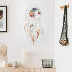 7 Chakras Dream Catchers Tree of Life Dream Catcher White Feather Dreamcatcher Wall Decor with Healing Crystal Stone & Fluorite Wall Art Hanging for Bedroom Home Decor Bless Gift Wedding Garden