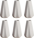 Modern White Small Ceramic Vase Set of 6 for Living Room Bedroom Office 5.9'' Minimalist Fresh Flower Vases for Home Decor Fireplace Centerpieces Nordic Style Gift for Fake Plant 6 Pack