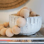 Oversized Wood Bead Decor, 1.6" Diameter Chunky Natural Wood Beads, 41" Long Farmhouse Tray with Tassels, Coffee Table farmhouse Bed decor