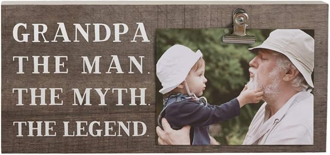 Simply Said, INC Grandpa The Man Myth Legend Picture Clips Photo Holder, 12 x 5.5 inch Wood Decor, Made in USA, CLP1216