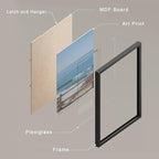 SIGNWIN Framed White Aerial View Blue Ocean Wave Beach Shore Wall Art, Set of 4 Landscape Colorful Wall Decor Prints, Nature Wilderness Wall Décor for Living Room, Bedroom - 12"x16" Black