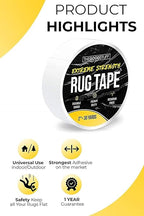 Heavy Duty Double Sided Rug Tape [2"x100yd] Rug Pad Gripper for Hardwood Floors, Vinyl, Area Rugs, Tiles, and Concrete, Two Sided Tape Heavy Duty Carpet Tape, Strong Double Sided Carpet Tape