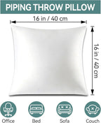 16 x 16 Throw Pillow Inserts, Pack of 2 White, Square Form Cushion Stuffer for Garden, Bench, Patio, Lightweight Soft Fillers for Sofa, Bed, and Home Décor