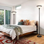 Luvkczc Victorian Floor Lamp, 70" Elegant Standing Lamp with Alabaster Glass Shade, Metal Pole & Heavy Base, Vintage Tall Corner Lamp for Bedroom, Living Room, Office. No Bulbs (1 Head)