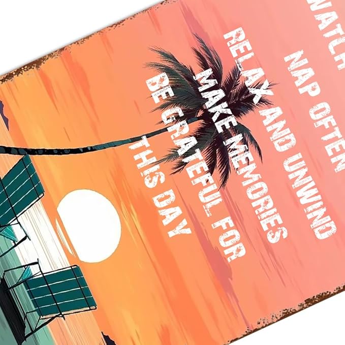 Beach Themed Room Wall Decor Retro Metal Tin Sign Beach Signs Beachy Room Decor Aesthetic Surfboard Vintage Home Bedroom Decorative Outdoor