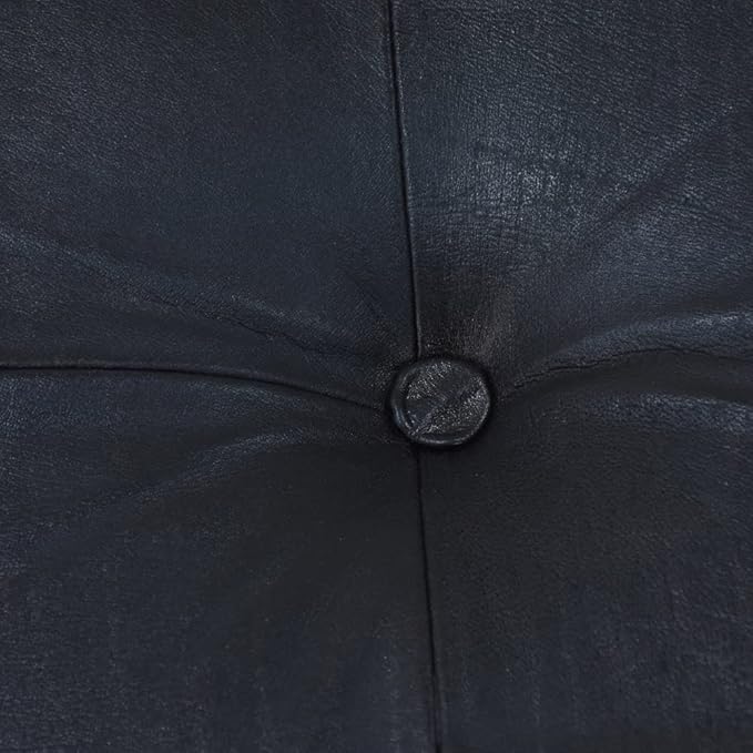 Square Shaped Buffalo Leather Handmade Eco-Friendly Black Pouf - Square Pouf, 21" x 21" x 12", Geometric Pouf, Buffalo Leather Pouf, Recycled Foam with Fibre Fill Stuffed Pouf, Seating Pouf PF25