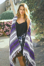 Del Mex Classic Mexican Blanket, Large Authentic Woven Falsa Throw (70"x50"), Artisan Southwest Décor for Beach, Yoga, Outdoors (Purple)