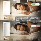 Bedside Table Lamps, Table Lamp for Bedroom, Lamps for Night Stands with Linen Lampshades, Small Table Lamp for Living Room, Office (Bulb Excluded) (Wood)
