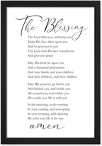 flowtorely The Blessing Bible Verse Wall Decor 16"×11" May The Lord Bless You And Keep You Sign Christian Scripture Large Wooden Framed Wall Hanging Art (Black)