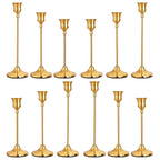 CHILL RECIPE Candlestick Holders Gold Taper Candle Holders, 12 PCS Candle Sticks Holders for Home Decor Table Centerpiece Wedding Housewarming Festival