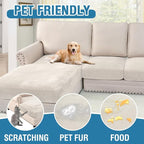 H.VERSAILTEX Velvet Stretch Sectional Couch Covers 3 Pieces Sofa Seat Cushion Covers L Shape Separate Couch Cover for Both Left/Right Sectional Couch (Large Sofa 2 Seater + 1 Chaise, Porcelain)