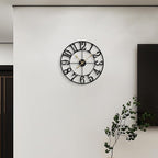 LEIKE Large Wall Clocks,Silent,Non Ticking,Battery Operated Small Vintage Round Modern Metal Wall Clock for Living Room, Bedroom,Kitchen,Farmhouse,Office Decor-13.5 Inch(Black-Arabic Number)