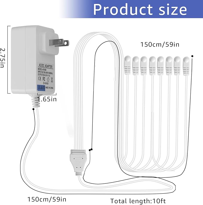 (8-Way Output) 4.5V Power Adapter Compatible with Lemax Lighting Accessories 74295 74707 84428 94565 94566 94527 94563 94564 Christmas Halloween Mini House Rural Lighting Architectural Decoration