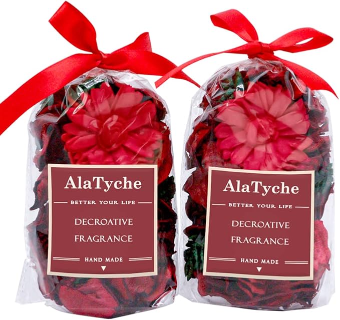 Christmas Potpourri Bags,Cinnamon Apple Scented Potpourri Bowl Filler,Red Decorative Dried Flower,Home Fragrance Sachet of Petals-Mini