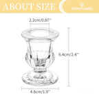 Romadedi Glass Taper Candle Holders - Set of 10 Clear Small Candlestick Holder Bulk, Thicker Glass Candle Sticks Set for Wedding Christmas Party Dining Table Table Centerpiece Decor