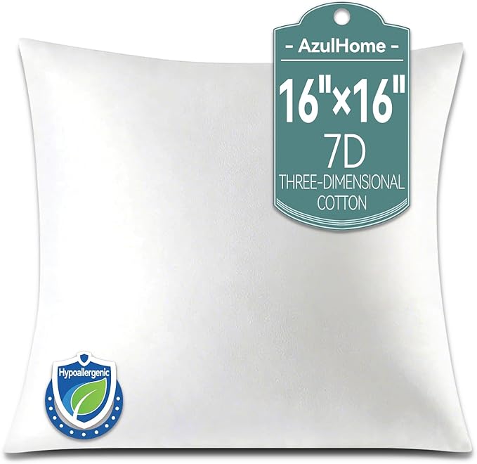 16 x 16 Throw Pillow Inserts, Outdoor Pillows Water-Resistant, Square Form Cushion Stuffer for Garden, Bench, Patio, Lightweight Soft Fillers for Sofa, Bed, and Home Décor