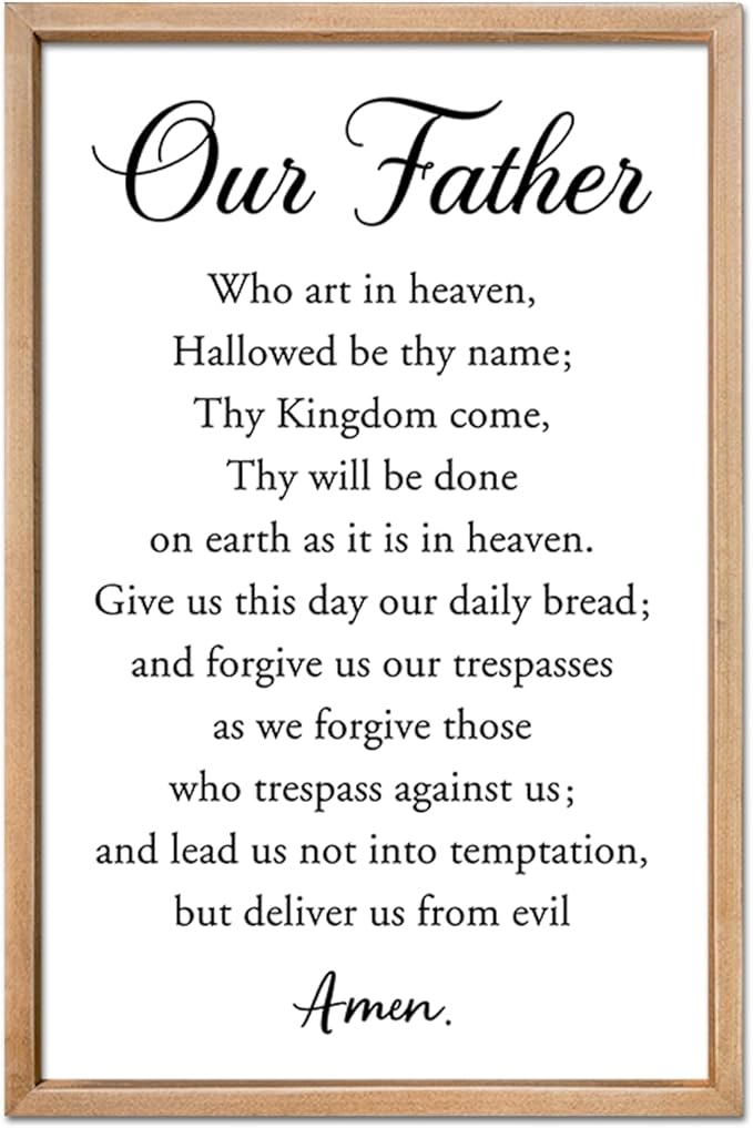 FZMHASLWW Our Father Prayer Wall Decor 24"X16" Bible Verse Scripture Inspirational Quotes Sign Christian Large Wood Framed Wall Hanging Art (Wood)