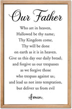 FZMHASLWW Our Father Prayer Wall Decor 24"X16" Bible Verse Scripture Inspirational Quotes Sign Christian Large Wood Framed Wall Hanging Art (Wood)