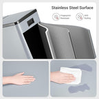 Arlopu 16 GallonStainless Steel Trash Can, 60L Dual Compartment, Metal Kitchen Step Recycle Bin, Metal Double Dustbin, in-Home Garbage Rubbish Can W/Removable Liner Buckets (Haze Blue)