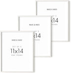 HAUS AND HUES 11x14 White Frames- Set of 3 11x14 Picture Frames White Gallery Wall Frame Set, Wooden Picture Frames for 11x14 Prints, White Picture Frames 11x14 Gallery Wall Frames (White Oak Frame)