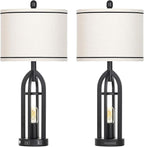 27" Farmhouse Table Lamps Set of 2 with USB A+C Charging Ports,3-Way Dimmable Touch Control Bedside Lamps with Nightlight,Vintage Modern Lamp for Living Room Bedroom with 2 Light Sources