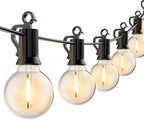 LED G40 Outdoor String Lights Patio Lights 100FT with 104 LED Shatterproof Bulbs, Weatherproof Commercial Hanging Lights for Backyard Bistro Pergola Party Decor, E12 Socket Base, 2200K, Black